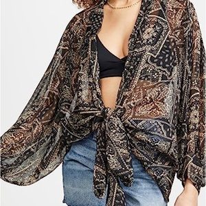 Golden Hour Tie Front Kimono - O/S